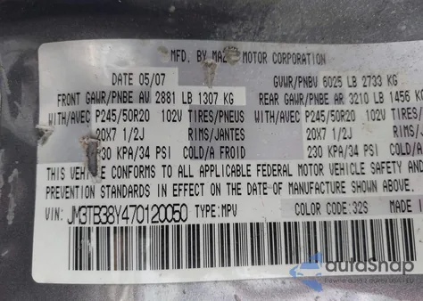 2007 Mazda Cx-9 Grand Touring из США, поврежденный, VIN JM3TB38Y470120050